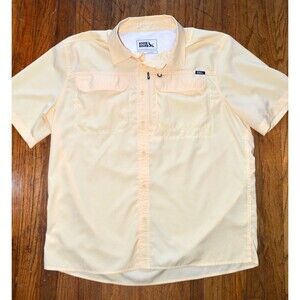 Men’s Eddie Bauer Sz L Short Sleeve Yellow Fishing Shirt – Outdoor Quick Dry